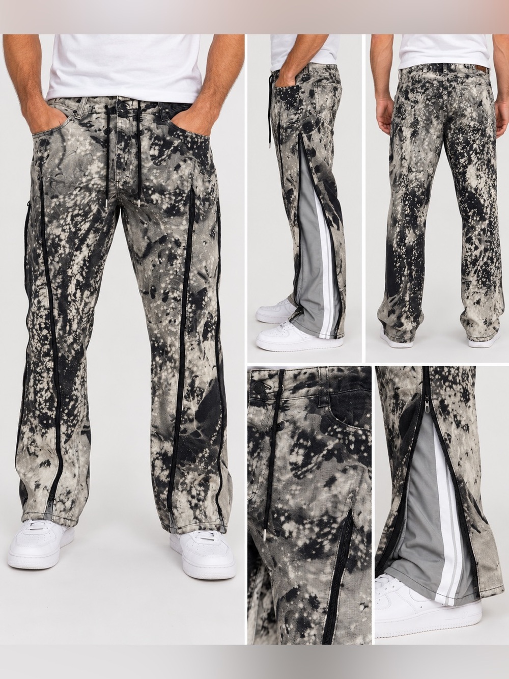 L.L.Bean Men’s 40x32 Black Gray Splatter Zip Leg Pants